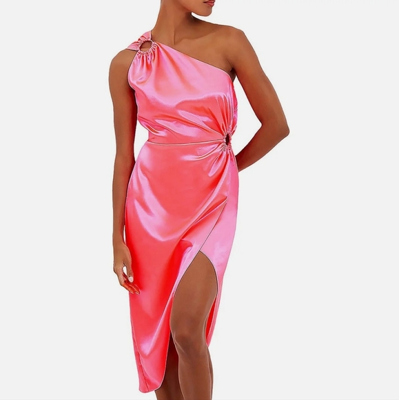 French Connection Dresses & Skirts - NWT French Connection Womens Satin Adaline Midi Cocktail Party Dress Pink Size 4